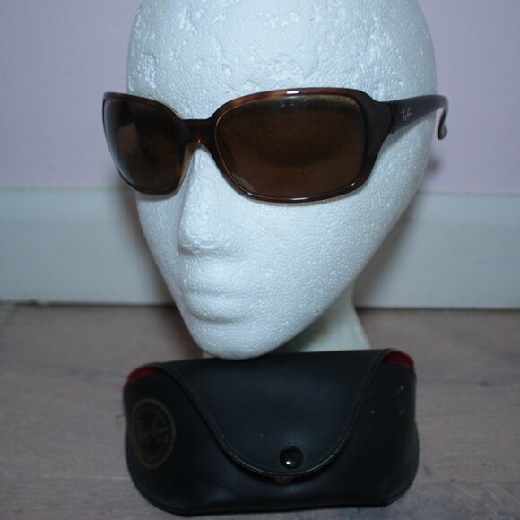Ray-Ban Polarized W0957 Tortoise Rectangle Wrap Sunglasses